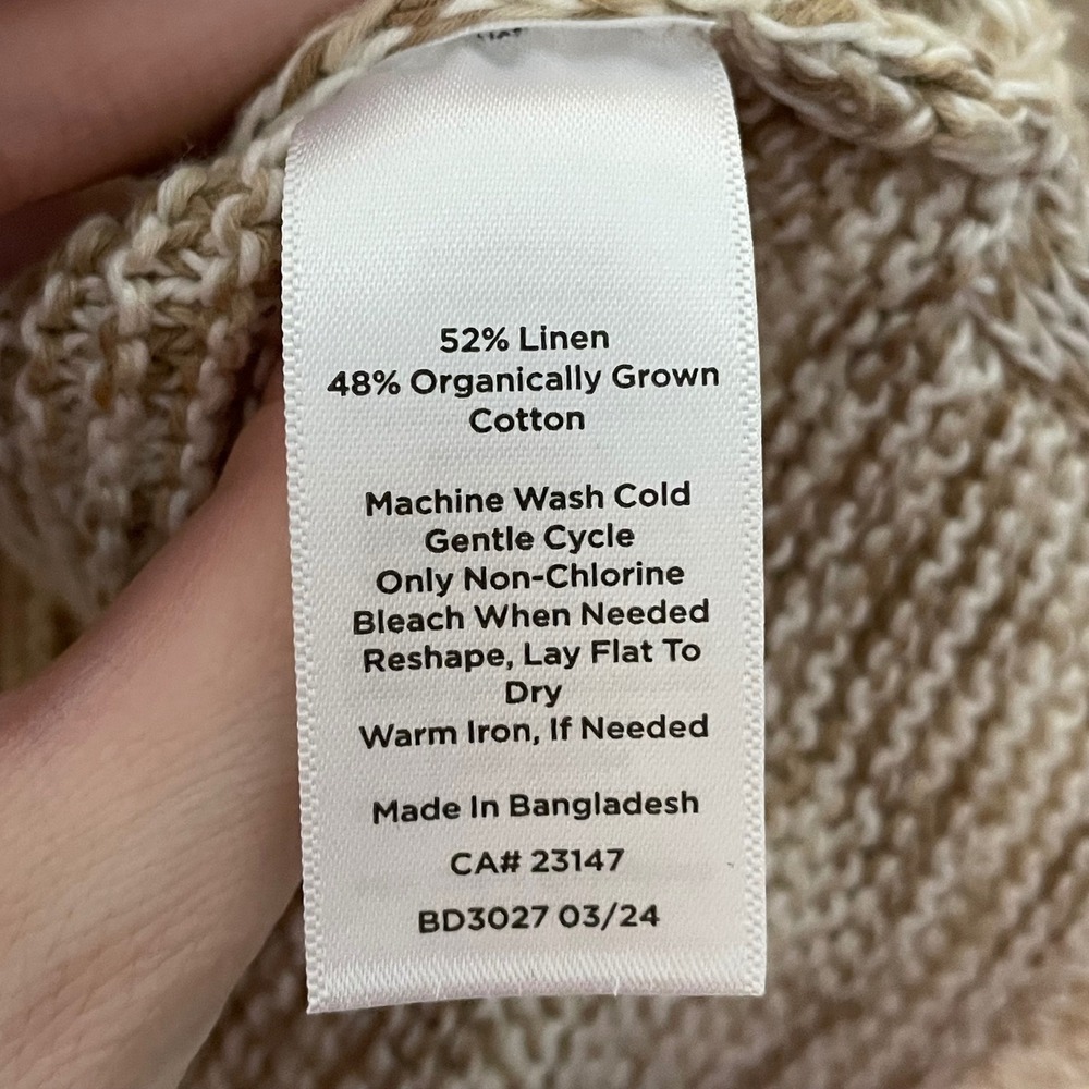 Haven Well Within Organic Cotton Spacedye Johnny Collar Sweater Size XL - Picture 5 of 5
